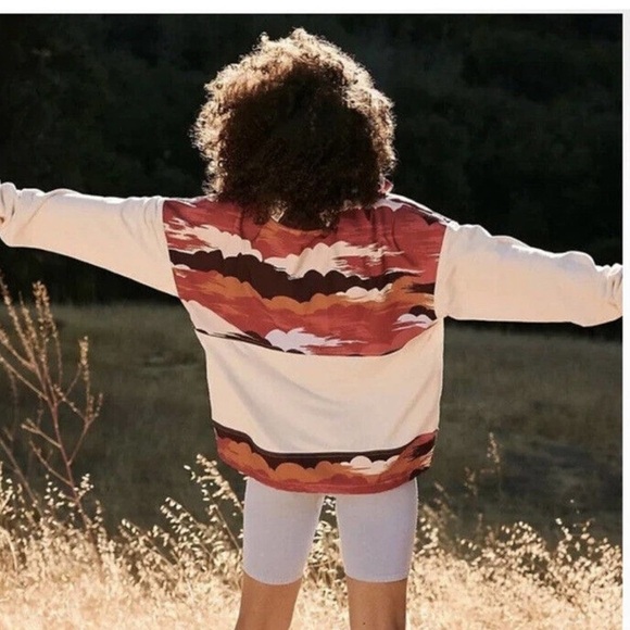 Free People Movement Cream and Red Utility Jacket with Stand-Up Collar - Picture 3 of 11